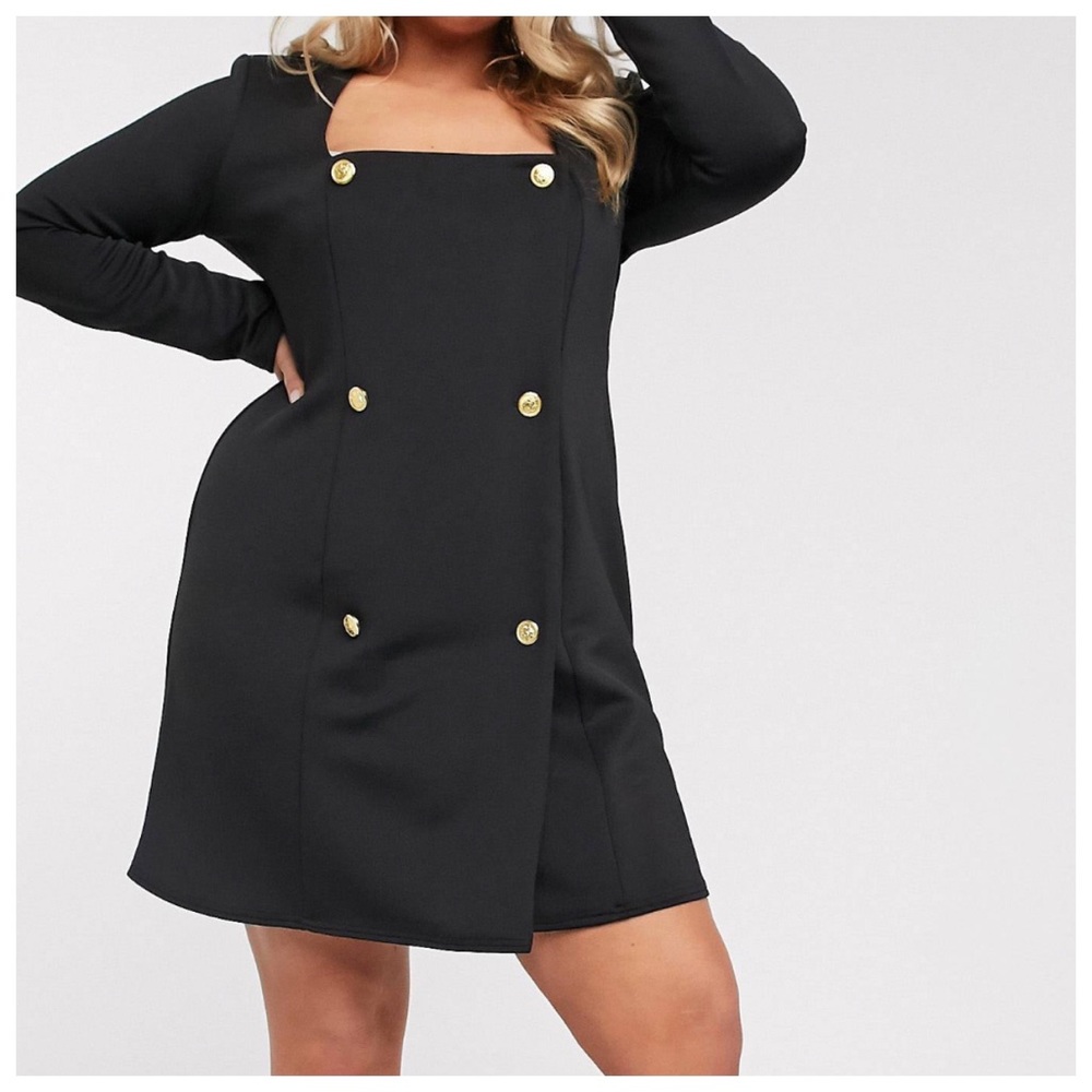 ASOS Design Curve jersey square neck double breasted blazer